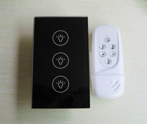 Touch Switch with Remote Control 3 Switch สีดำ